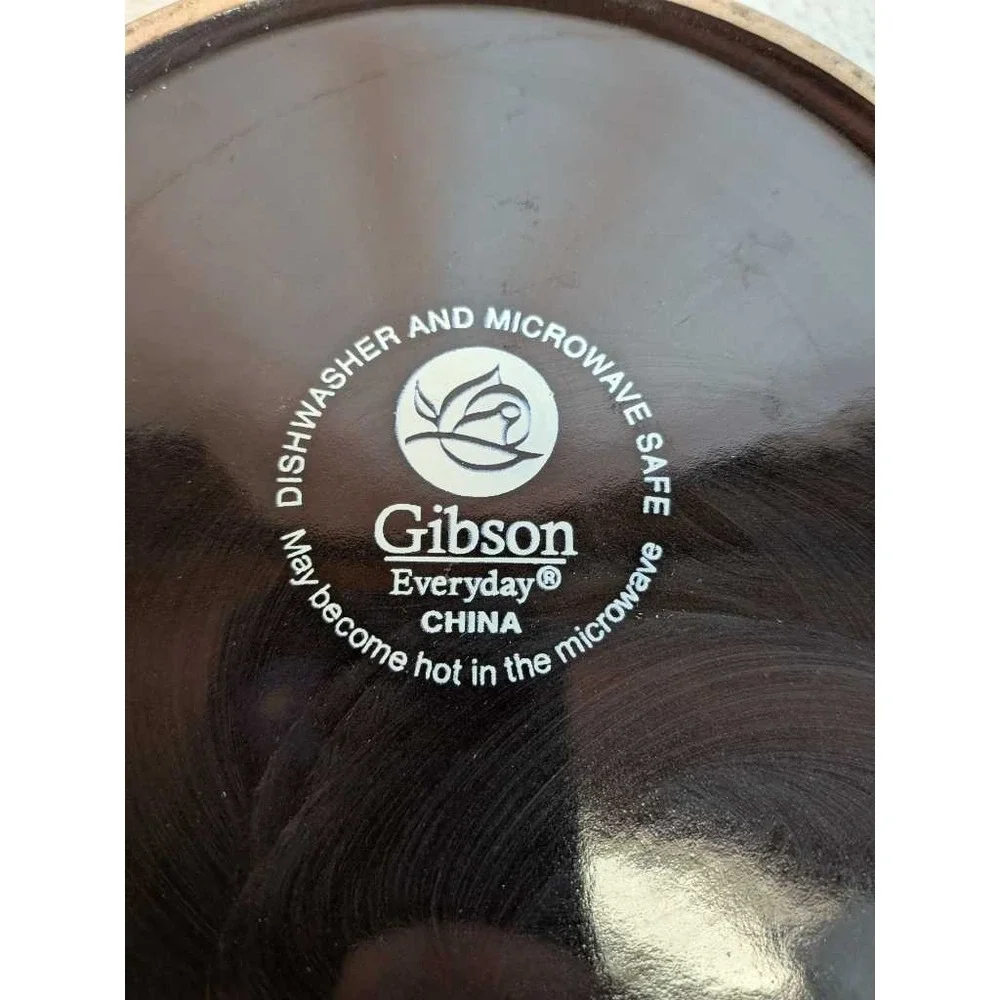 Gibson Everyday Ceramic Bowl Black Gray Animal Print Dishwasher Microwave Safe